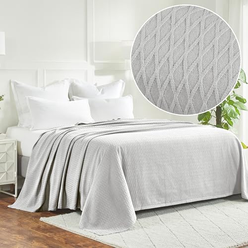 Superior Cotton Blanket, Lightweight, Breathable Bedding, Twin, Platinum - color: Platinum, size: Twin