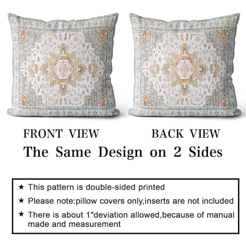 Snycler Light Green Boho Throw Pillow Covers Set of 2 Monaco Rug Carpet Double Sided Pattern Cotton Soft Pillow Case Cushion Cover Pillowcase for Garden Couch Sofa Bed Decorative 18x18 inch - color: Light Green, size: 18" x 18" (Pack of 2)