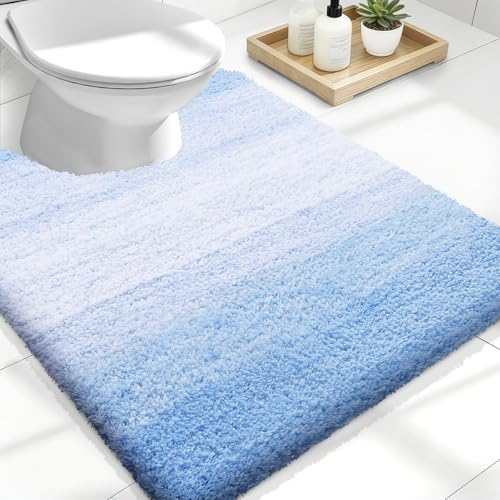 OLANLY Luxury Toilet Rugs U-Shaped 24x20, Soft Absorbent Microfiber Mat - color: Light Blue, size: 24" X 20" Contour Rug