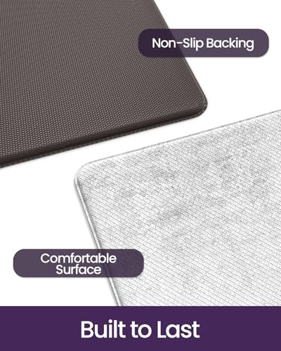 DEXI Kitchen Floor Mats Cushioned Anti Fatigue Runner, 23x86 Light Grey - color: Light Grey, size: 86"L x 23"W x 0.4"Th