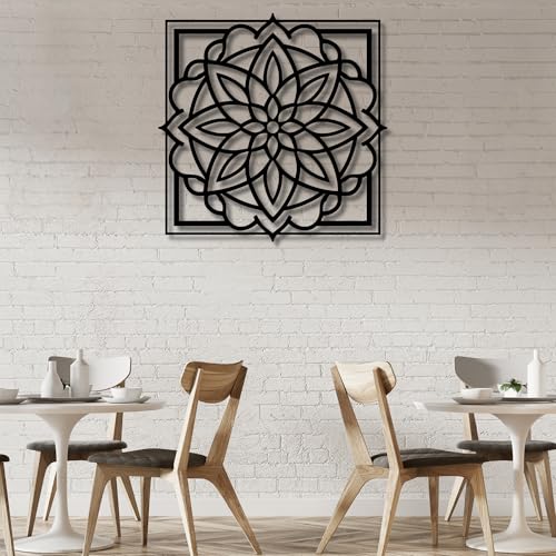 Metal Wall Decor | 17'' x 17'' x 0.05'' Mandala Art Themed Wall Decorations | Handmade Indoor and Outdoor Wall Art (17'' x 17'', Mandala I, Black) - size: 17'' x 17'', style: Mandala I