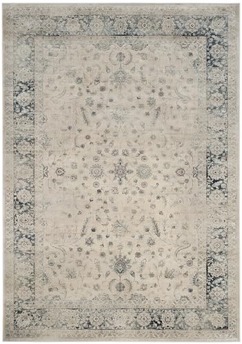 SAFAVIEH Area Rug 8x10 - Vintage Collection - Large - Stone & Blue, Viscose, Distressed Design, Slip Resistant, Ideal for Living Room, Bedroom, Office, Dining Space (VTG120-7440) - color: Stone/Blue, size: 8' x 10' (Rectangular)