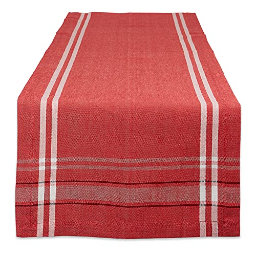 DII French Stripe Dining Table Collection Farmhouse Style Table Runner, 14x72 Inches, Red Chambray - color: Red Chambray, size: 14x72 Inches (Pack of 1)