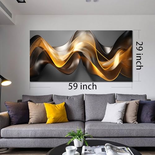 Ouzzlie Abstract Wall Art Gold Art for Office - color: Grayish gold, size: 59"L x 29"W