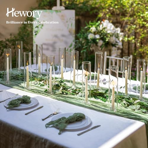 Hewory Hurricane Glass Candle Holders: 24 PCS Chimney Covers Bulk 12.6" H