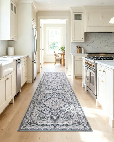 Macgace Washable Vintage Area Rug for Hallway, 2x8 Blue Runner Rugs - color: Blue & Beige, size: 2' x 8' (Rectangular)