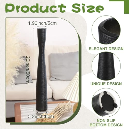 Nuogo 20'' Black Tall Floor Vases Ceramic Skinny Long Vase for Pampas Grass Modern Minimalist Tall Flower for Fireplace Living Room Home Decor - color: Black