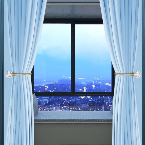 Groleca 2 x Heavy Duty U Shaped Metal Curtain Holdbacks Curtain Tiebacks with Clear Crystal Ball Pull Backs Curtain Holders for Drapes (Champagne Gold) - color: Champagne Gold
