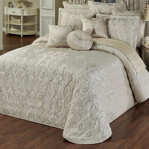 Lunata Luxury Jacquard-Woven Bedspread, Queen, 6 Pc Set