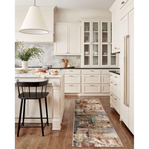 Lahome Washable Runner Rug, 2x8 Runner Rug for Hallways, Red/Multi - color: Red/Multi, size: 10" x 12" (Runner)