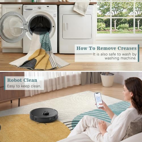 DCX Abstract Washable 4x6 Rug, Non Slip Low Pile Rug, Blue & Yellow - color: Yellow & Blue, size: 4' x 6' (Rectangular)