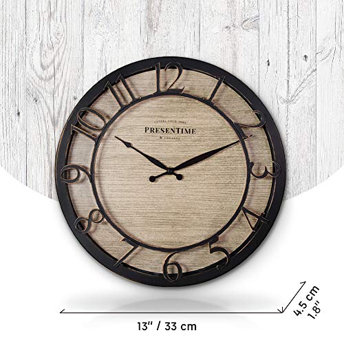 Presentime 13" Farmhouse Series Wall Clock - color: Oil Rubbed Bronze, size: 13 inch