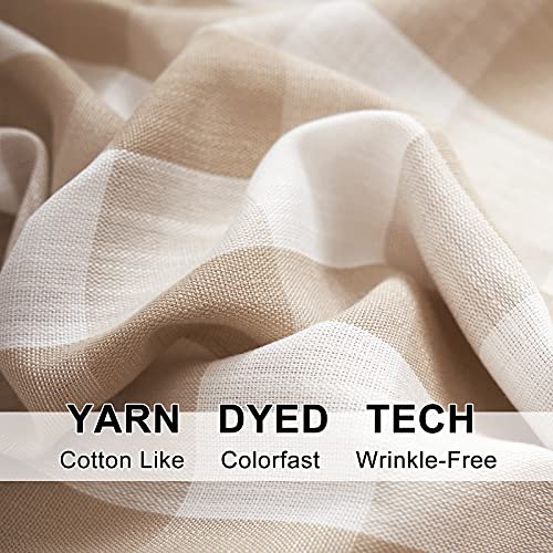 Taupe White Buffalo Check Valance Curtain Farmhouse Kitchen Window 52x15" 1 - color: Taupe and White, size: 50"W x 15"L (Pack of 1)