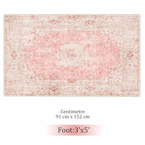Pink Rug 3x5,Washable Area Rugs for Bedroom Living Room - color: Pink, size: 3'x5'