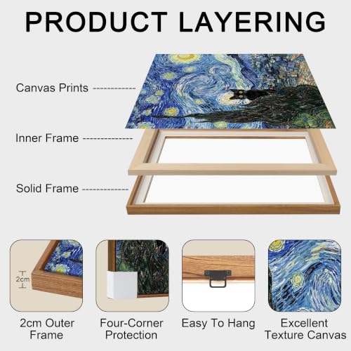 WENGTIAO 3Pcs Funny Black Cat Van Gogh Famous Painting Wall Art 12" x16x3 - color: Funny Black Cat, size: 12"x16"x3Pcs