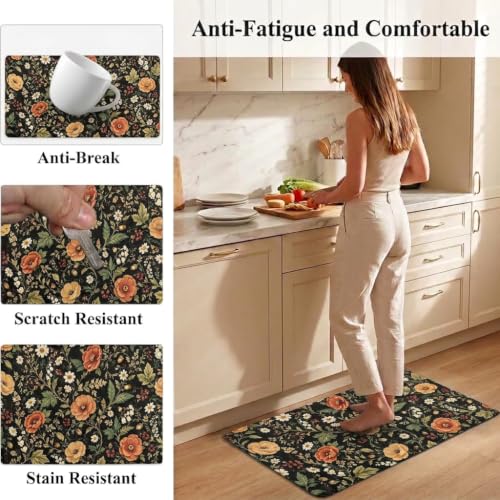 Floral Kitchen Comfort Mat 36x20in Anti-Fatigue Kitchen Mats - color: Monet's Garden