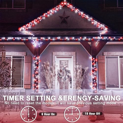 40FT 120 LED String Lights Indoor, Red and White Christmas Lights Outdoor - color: Red and White, size: 40FT 120LED