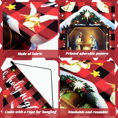 Tegeme 3 Pcs Nativity Christmas Door Sign Flag Christmas Holy Night Door Banner Jesus Nativity Flag 12 x 19 Inch Holiday Hanging Decoration for Home Outdoor - style: Xmas