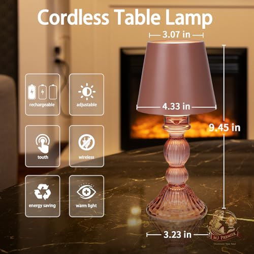 MJ PREMIER Small Rechargeable Lamp, Wireless Lamp, Battery Operated Lamps - color: Pink