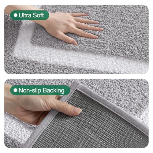 LUMI Bathroom Rug, Non Slip Absorbent Bath Mat, Light Grey, 24"x36" - color: Light Grey, size: 24"x36"