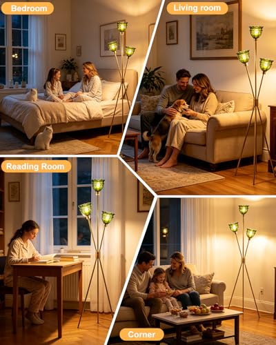 Lightdot Green Glass Tripod Floor Lamp Dimmable Gold Floor Flower Lamps - color: Green-Gold-79F