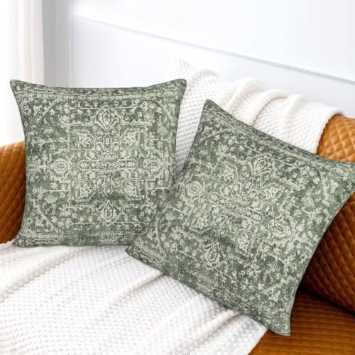 Sage Green Boho Pillow Covers 16 x 16 Inch Set of 2 - color: Sage Green Boho, size: 16" x 16" (Pack of 2)