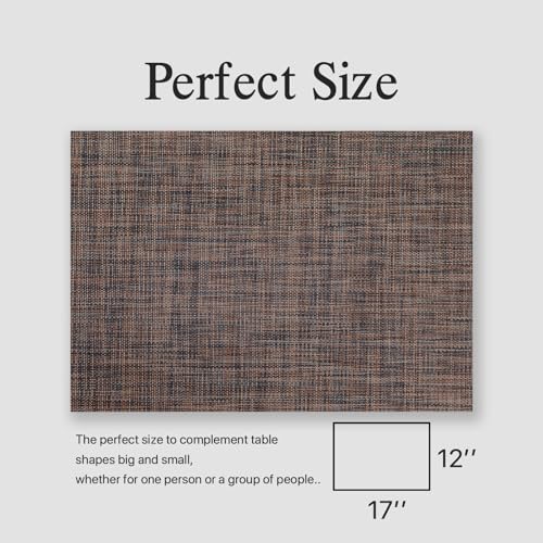 Placemats Set of 4 - Easy Clean Woven Vinyl Placemats for Dining Table, Indoor/Outdoor Place Mats, Washable PVC Table Mats(Black/Brown) - color: A-black/Brown