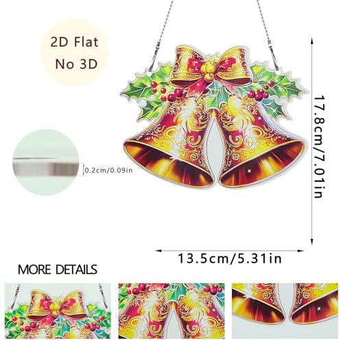 Christmas Bell Ornaments Colorful Window Hanging Decorations Home Wall Decor for Bedroom Patio Indoor Outdoor - color: Christmas Bell