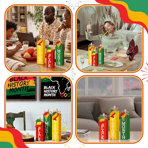 MiniInflat Black History 3 Pcs Table Decor, Wooden Block Sign Tiered Tray - style: Black History Month