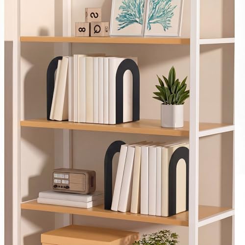 Chunful 6 Pcs Black Metal BookEnds Shelves, 9.5 x 7.75 x 4.75 in - color: Black, size: 9.5 x 7.75 x 4.75 in