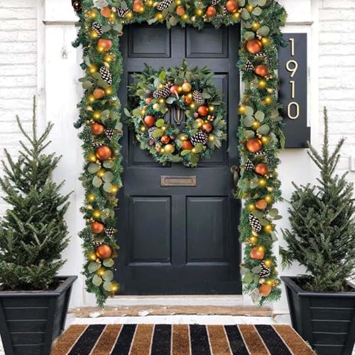 WANNA-CUL Pre-Lit 6ft Copper Gold Christmas Garland with 30 LED Lights - color: 07-copper Gold