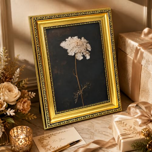 Gold Framed Floral Wall Art Dark Moody Botanical Canvas Painting 16x24in - color: Framed flowers, size: 24"L x 16"W
