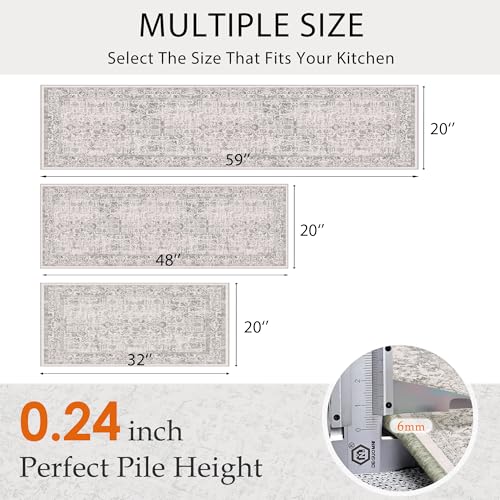 HUGEAR 3-Piece Grey Neutral Kitchen Rug Set - color: Grey, size: 20"x32"+20"x48"+20"x59"