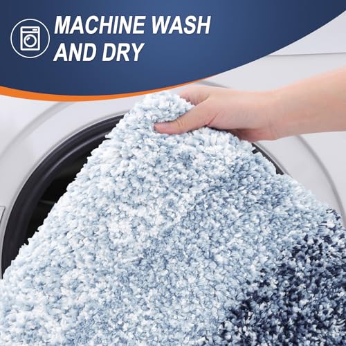 OLANLY Small Bathroom Rugs 24x16, Extra Soft Absorbent Microfiber Bath Rugs - color: Navy Blue, size: 24" X 16"