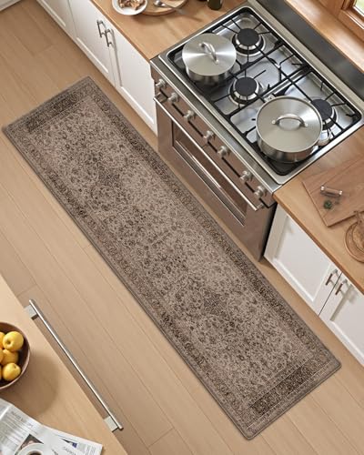 LUMI Kitchen Floor Mat Cushioned Anti Fatigue Runner Rug, 24"x59" - color: Brown & Olive, size: 59"L x 24"W x 0.4"Th