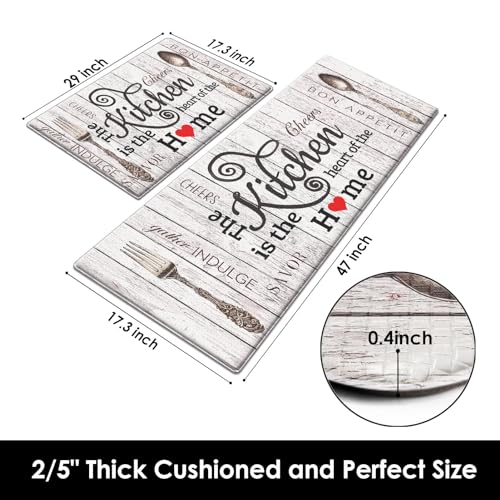 Arttown Anti-Fatigue Kitchen Rug Set of 2, Waterproof Non-Slip, Heart Home - color: Knife Fork Heart Kitchen Mat, size: 17.3 x 47 inch + 17.3 x 29 in