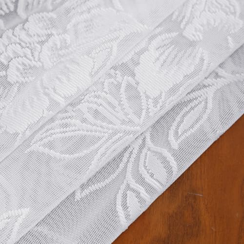 White Floral Lace Stall Shower Curtain with Valance 36x72 Inch 1 Panel - color: White, size: 36"W x 72"L (Pack of 1)