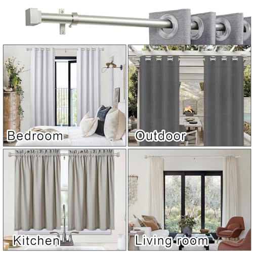 Single Curtain Rods for Windows 48 to 84 Inch(4-7ft),1 Inch Diameter Adjustable Heavy Duty Drapery Rods,with Modern Square Aluminum Alloy Finials,Satin Nickel - color: Satin Nickel, size: 48-84"