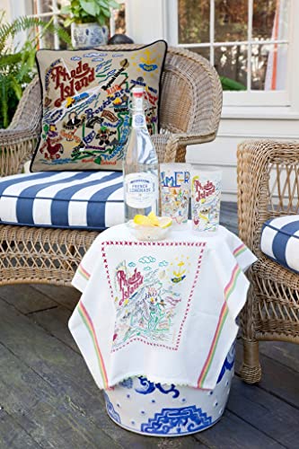 Catstudio Rhode Island Hand Embroidered Pillow, Decorative Throw Pillow - color: Rhode Island