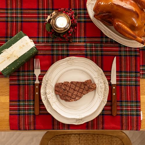AQOTHES Christmas Plaid Placemats Set of 4 Red Green 12x18 Inch Table Decor - color: Red Big Plaid