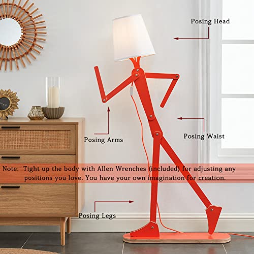 Cool Tall Wood Floor Lamp Corner Reading LED Bulb Included, Orange - color: Orange-M