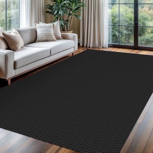 KOZYFLY 6x9 Washable Area Rug, Non Slip Living Room Rug, Black/Grey - color: Black/Charcoal Grey, size: 6' x 9' (Rectangular)