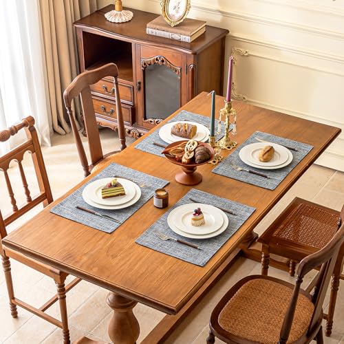 KXN Placemats Set of 4, Durable Dual-Layer Fabric Table Mats, Light Gray - color: Light Gray