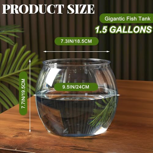Geelin 1.5 Gallon Plastic Fishbowl Round Large Clear Shatterproof Tank - size: 1.5 Gallon, style: Round