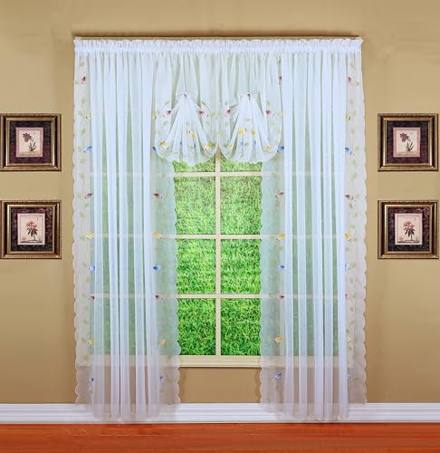 Today's Curtain,Vineyard 3-D Appliqué,Panel 72", White, 59" W x 72" L - color: White, size: 59"W x 72"L (Pack of 1)