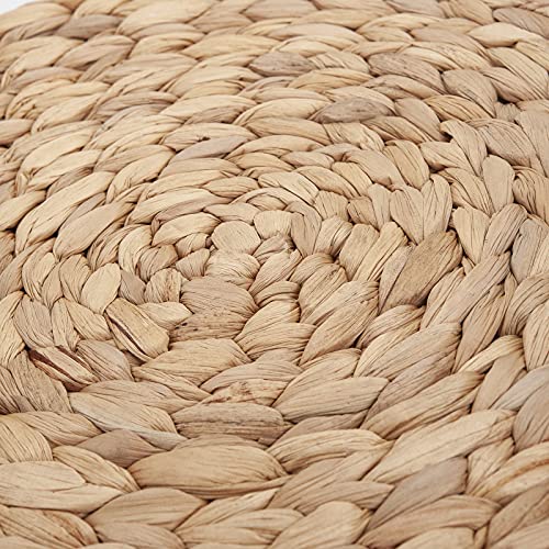 6 Pack 11.8" Woven Placemats, Natural Hand-Woven Water Hyacinth Placemats, Round Braided Rattan Tablemats for Dining Table, Large Weave Round Place Mats Heat Resistant Non-Slip Table Mats, 11.8 Inch - size: 11.8 inch (30cm)