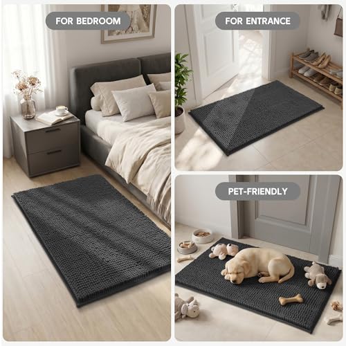 Amyracel Bathroom Rugs Mat 48x60, Thick Soft Quick Dry Absorbent - color: Black, size: 48" x 60"