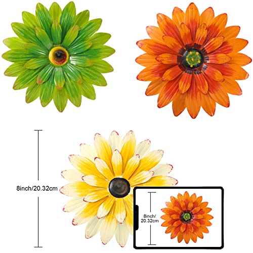Hotop 3 Pcs Metal Flower Wall Art for Outdoor Decor, 8 Inches, Classic - color: Classic, size: 8 Inches
