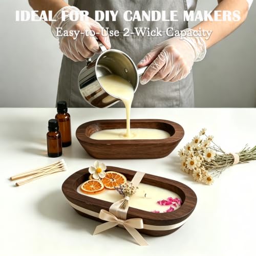 Wooden Dough Bowl 4 Pack Handmade Decorative Bowls for Candle Making