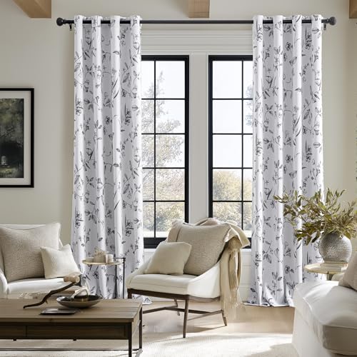ChrisDowa 100% Blackout Floral Curtains 108 Inches Long 2 Panels,Black - color: Black, size: 52"W x 108"L (Pack of 2)